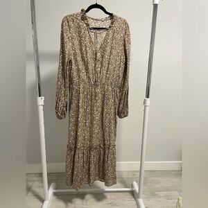 Women’s Brown Maxi Long Floral Print Dress size Large